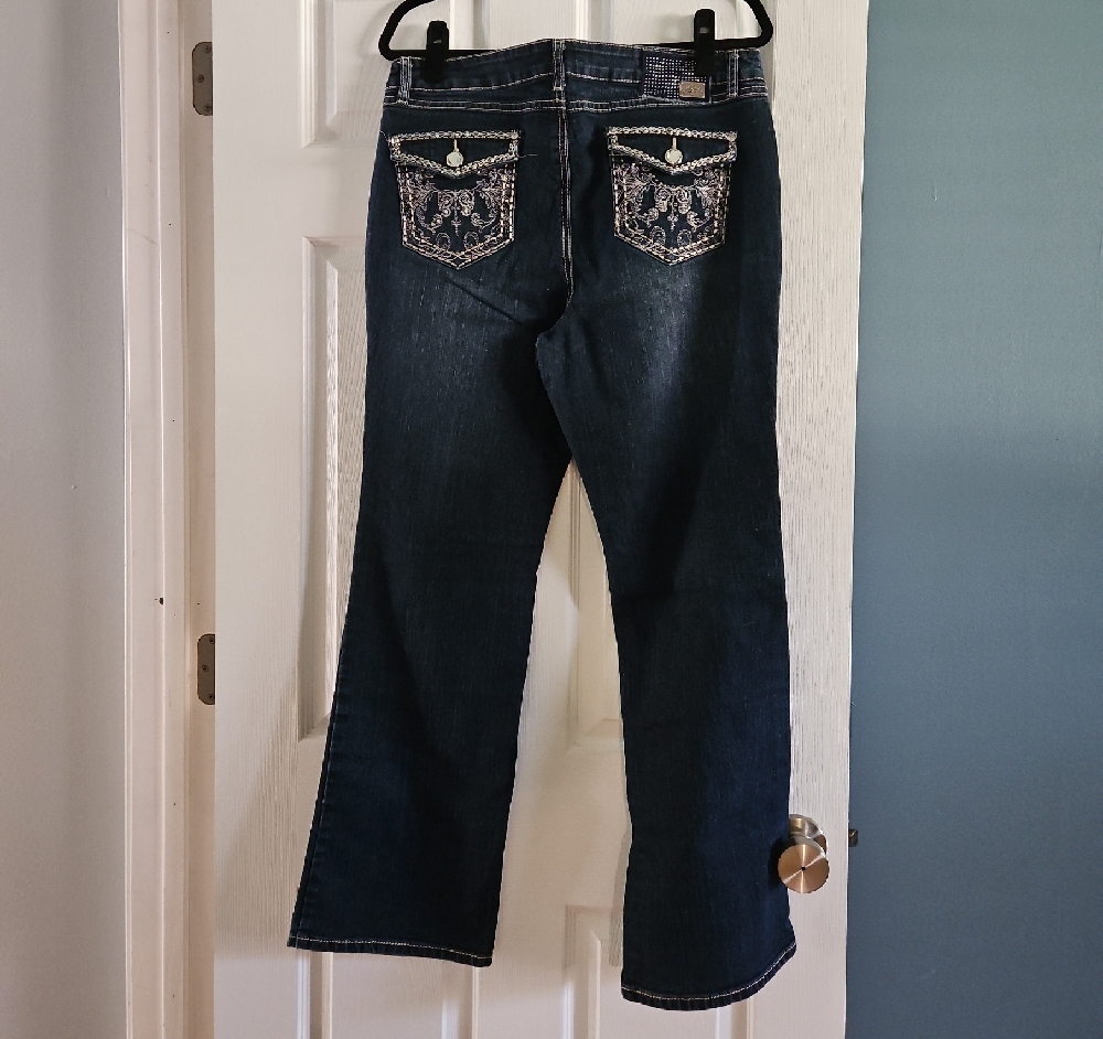 one 5 one Blue Boot Cut Jeans with Ornate Stitching Size 14